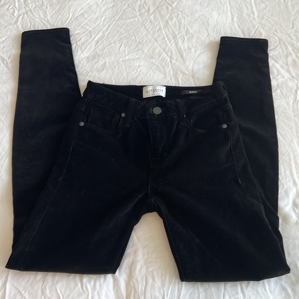 Parker Smith Black Velvet Velour Skinny Jeans